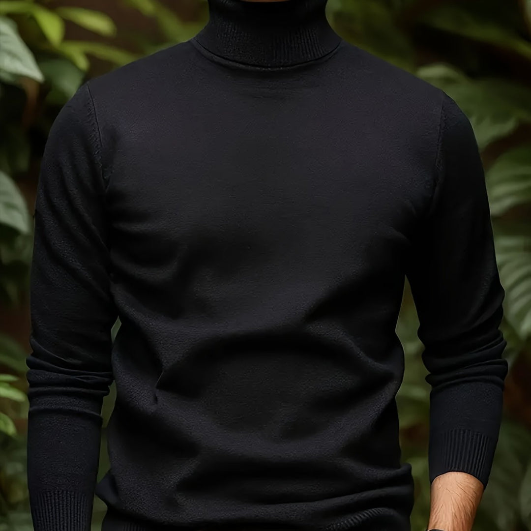 Men's Pullover Knit Sweater with Turn-Collar Autumn-Winter Style