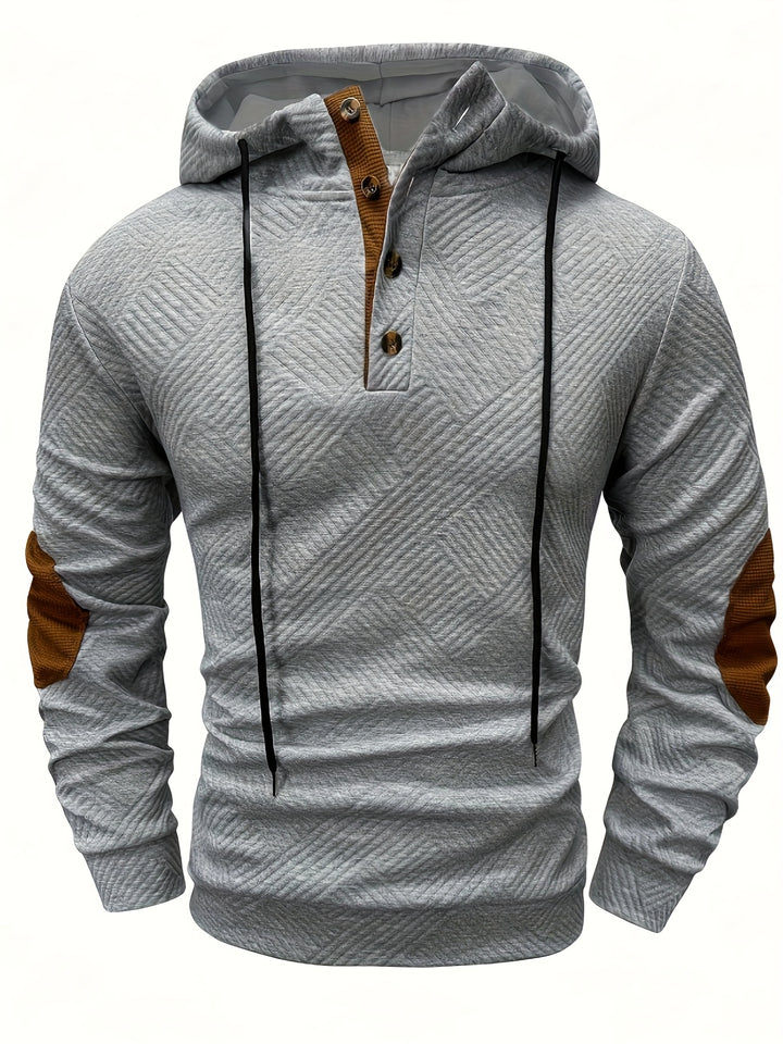 Men's Casual Hooded Sweatshirt with Color-Blocking Design