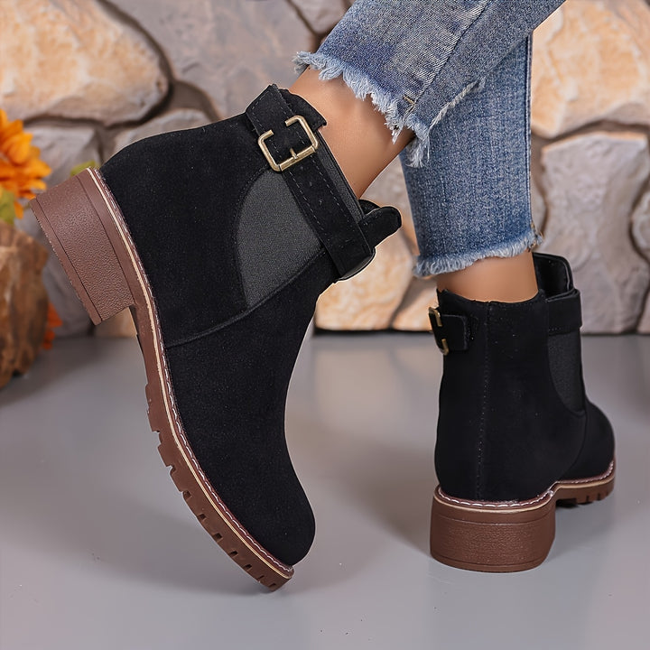 Women's Ankle Boots Slip On Low Heel Comfortable Fashion Shoes