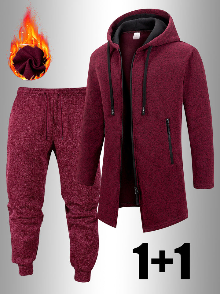 Men's Casual Sports Outfit Two-Piece Set with Hooded Jacket and Pants