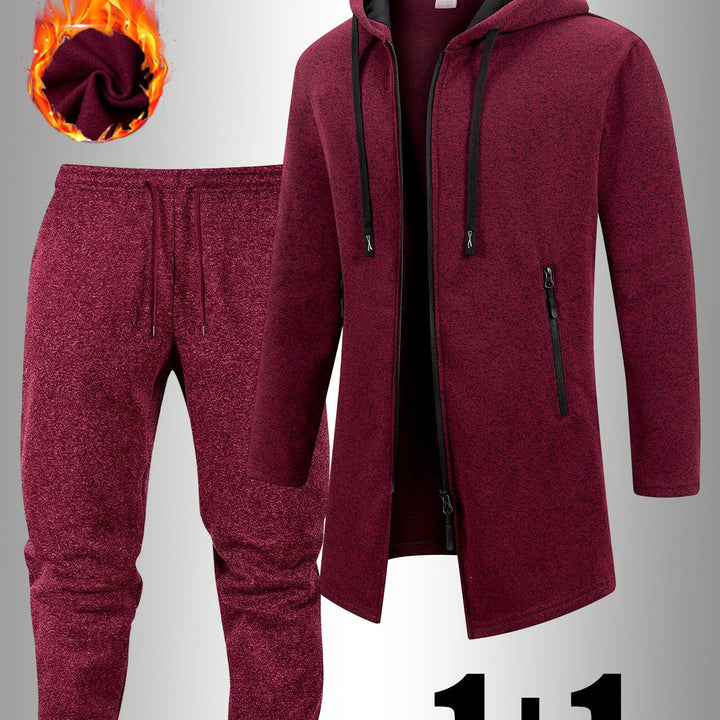 Men's Casual Sports Outfit Two-Piece Set with Hooded Jacket and Pants