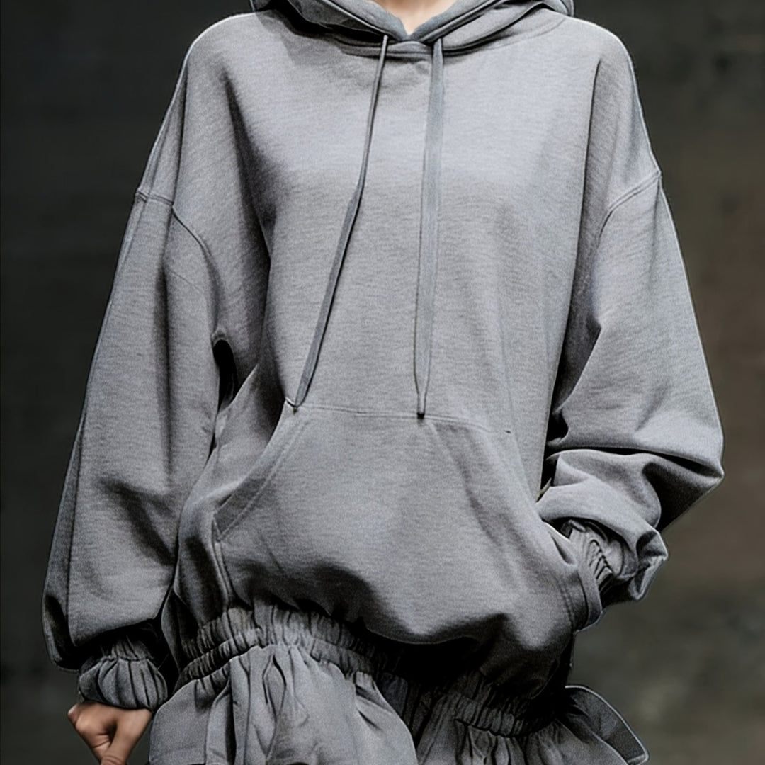 Hooded Ruffled Sweatshirt Dress for Women Casual Trendy Style