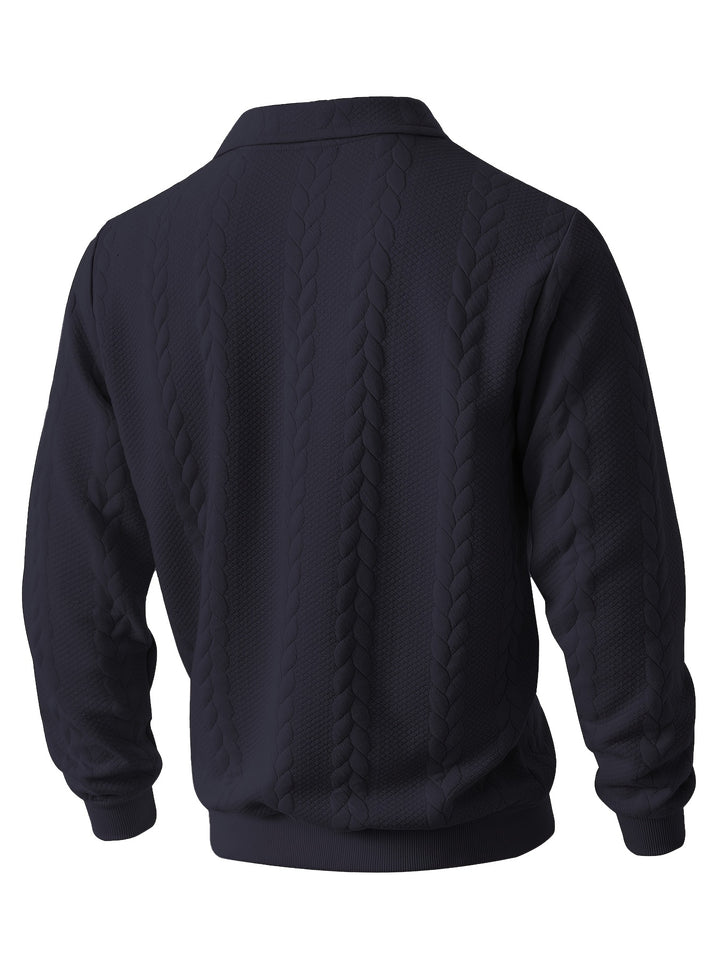 Men's Knitted Stand Collar Half-Zip Jacket Sweatshirt Outerwear