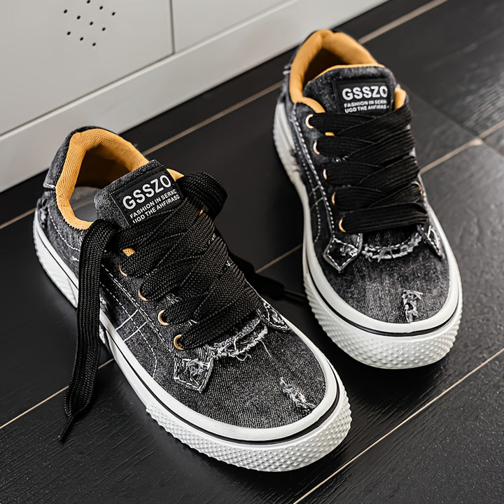 Men's Casual Sports Shoes, Trendy Canvas Low Top, Lace Closure