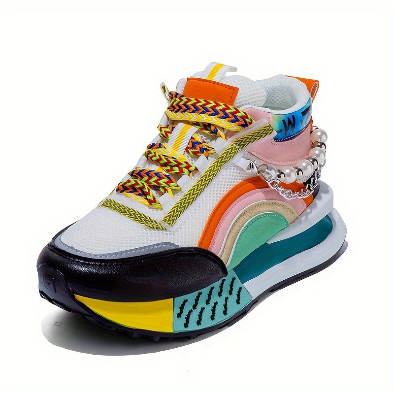 Women's Mid-Top Lace-Up Sneakers Casual Sports Shoes