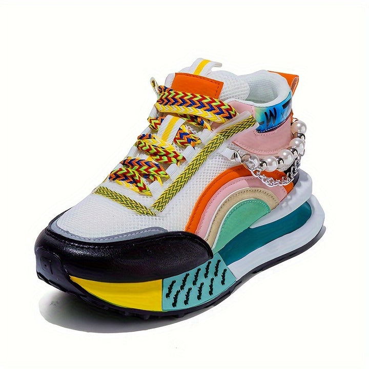 Women's Mid-Top Lace-Up Sneakers Casual Sports Shoes