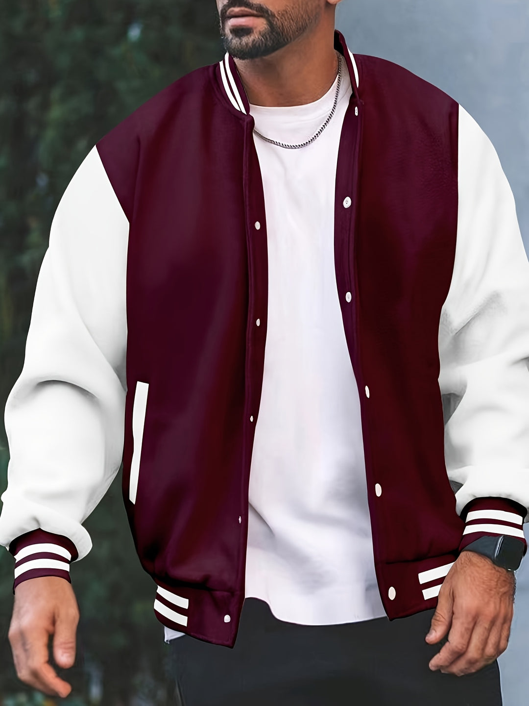 Men's Casual Baseball Jacket Spring Autumn Fashion Button Collar