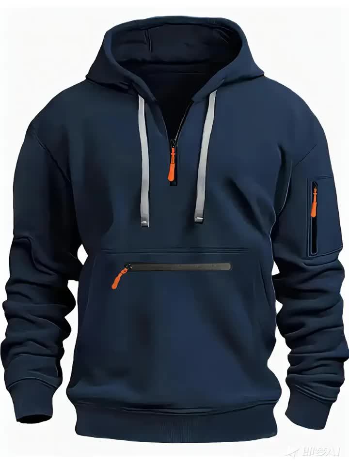 Men's Casual Zipper Hoodie with Kangaroo Pocket