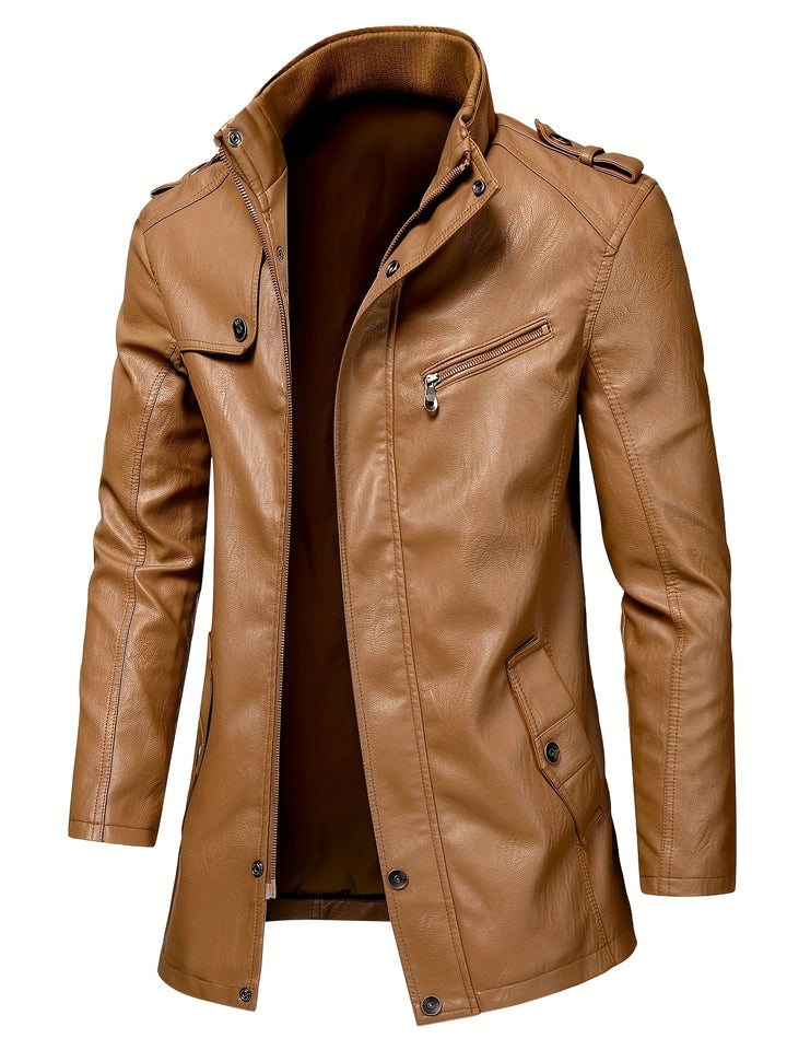 Casual Streetwear Jacket for Men with Stand-Up Collar and Pockets