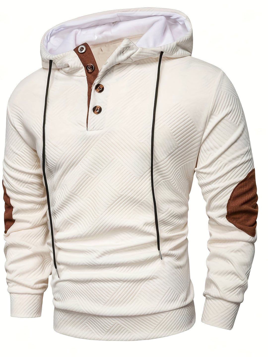 Men's Casual Hooded Sweatshirt with Color-Blocking Design