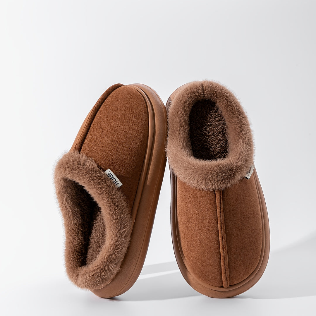 Women's Plush Slippers with Thick Lining Indoor Outdoor House Shoes