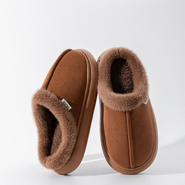 Women's Plush Slippers with Thick Lining Indoor Outdoor House Shoes