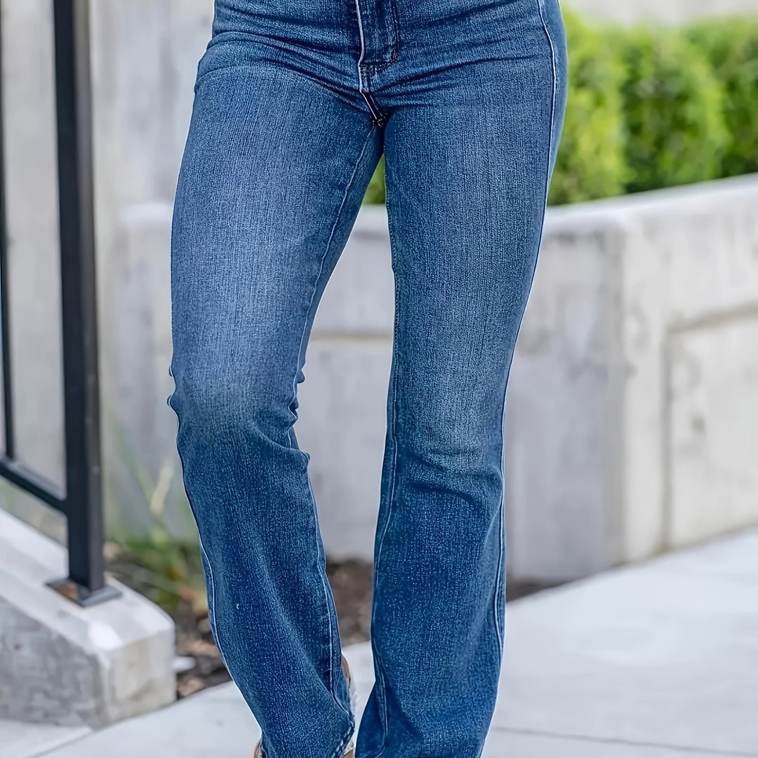 Women's High Waist Straight Fit Denim Pants Elegant Style