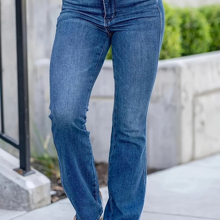 Women's High Waist Straight Fit Denim Pants Elegant Style