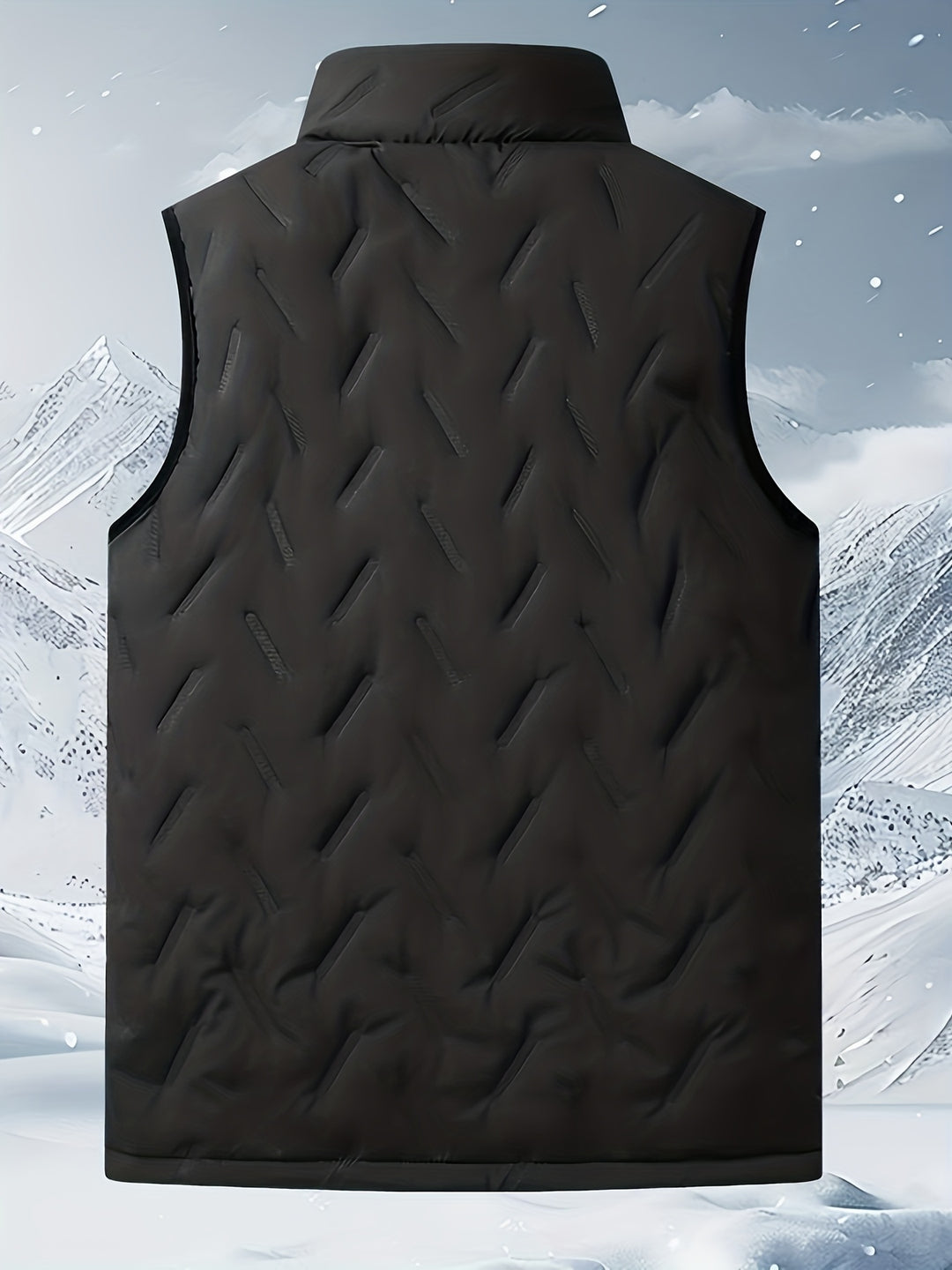 Men's Fleece-Lined Sleeveless Jacket Vest with Zippered Pockets