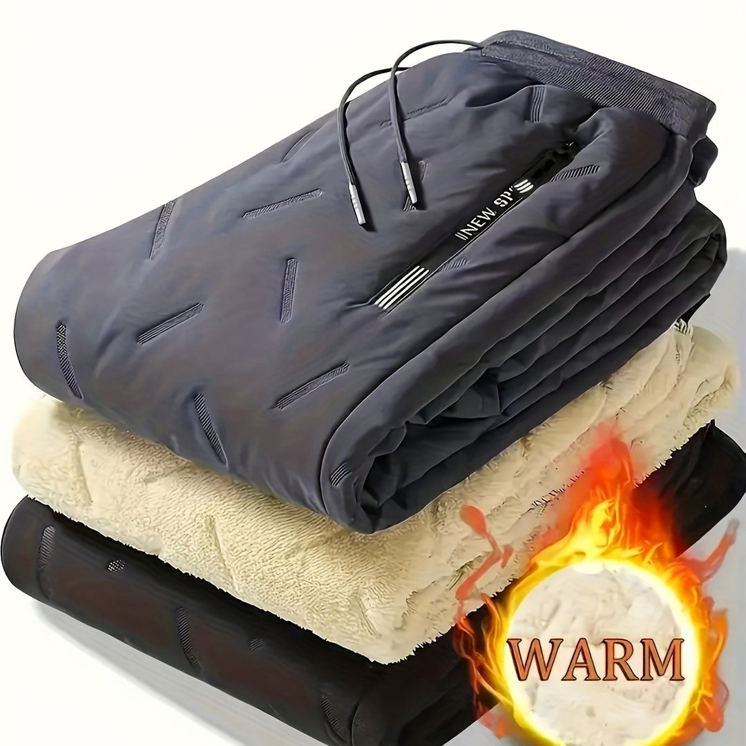 Men's Winter Casual Straight-Leg Jogger Pants with Drawstring