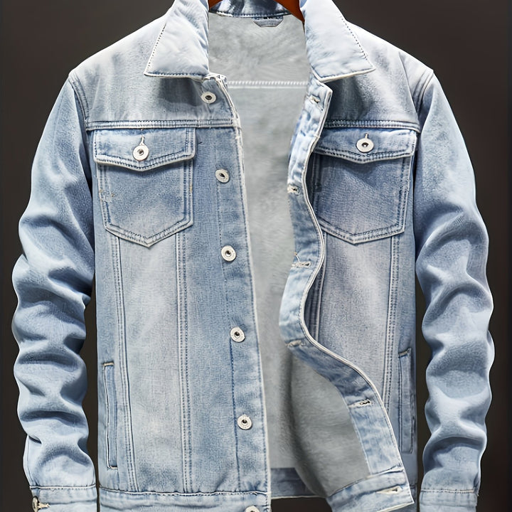 Men's Fleece-Lined Loose-Fit Denim Jacket