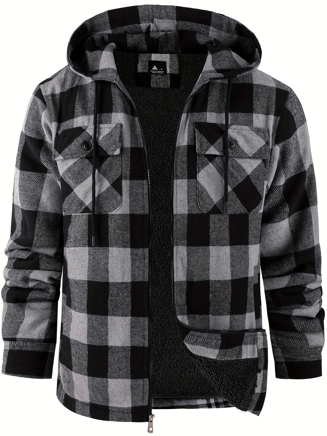 Men's Heavyweight Fleece Full Zip Hooded Plaid Shirt Jacket