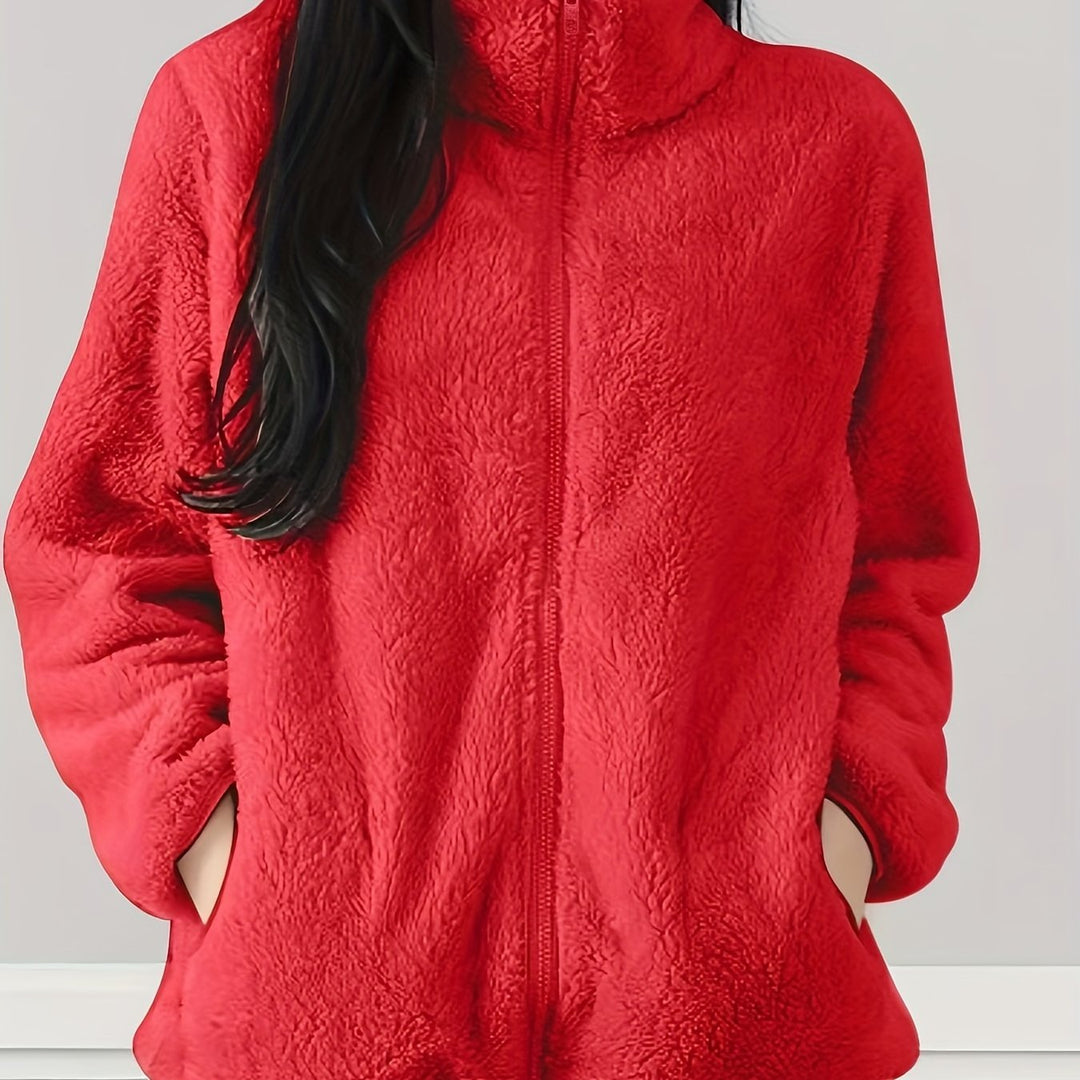 Women's Fleece Jacket Casual Outerwear Long Sleeve Winter Coat