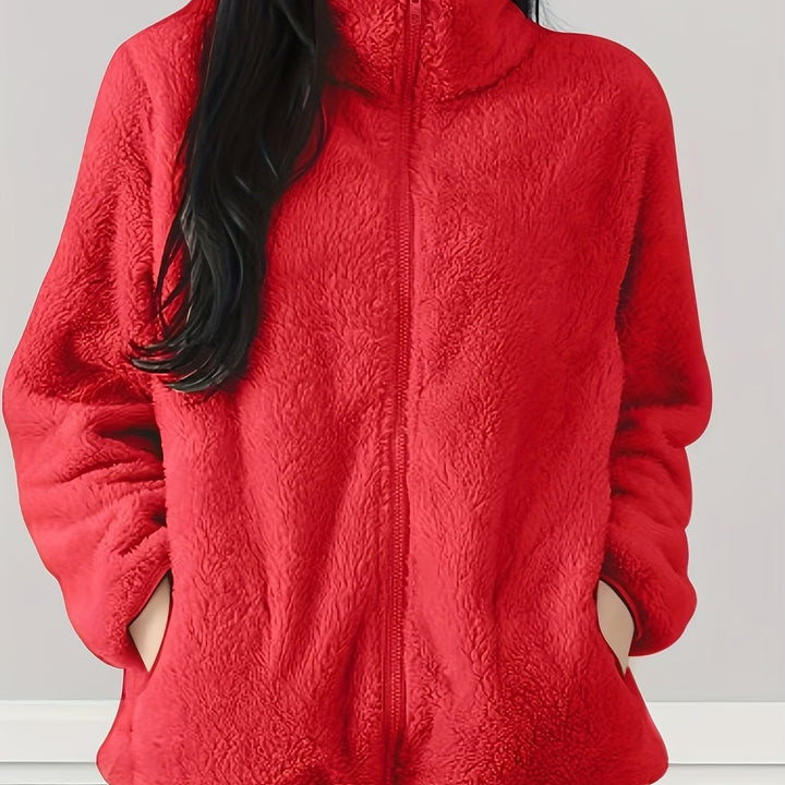 Women's Fleece Jacket Casual Outerwear Long Sleeve Winter Coat