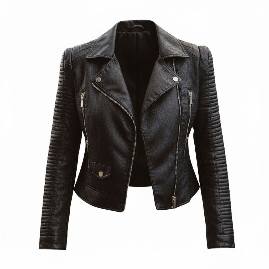 B Unique Fashions Women’s Classic Faux Leather Jacket