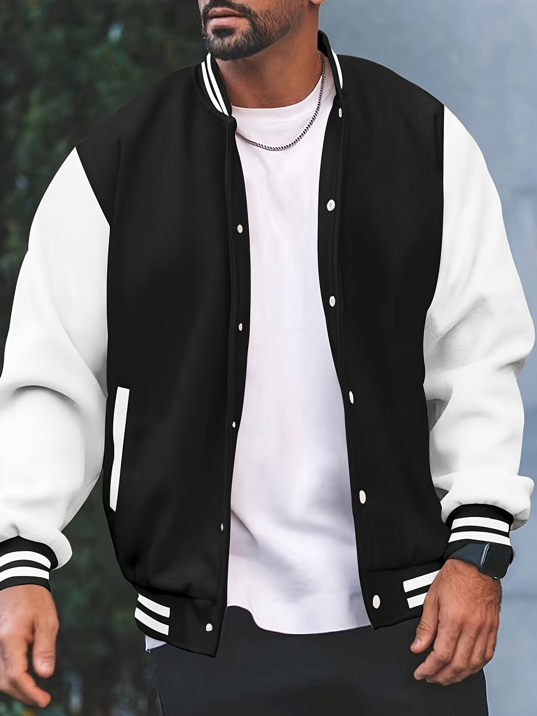 Men's Casual Baseball Jacket Spring Autumn Fashion Button Collar
