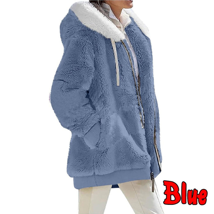 Women's Loose Sports Zipper Hooded Jacket Autumn Winter