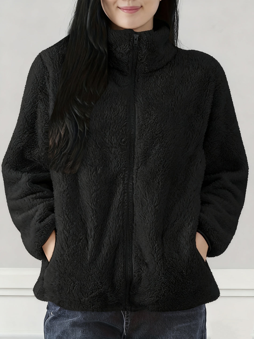 Women's Fleece Jacket Casual Outerwear Long Sleeve Winter Coat
