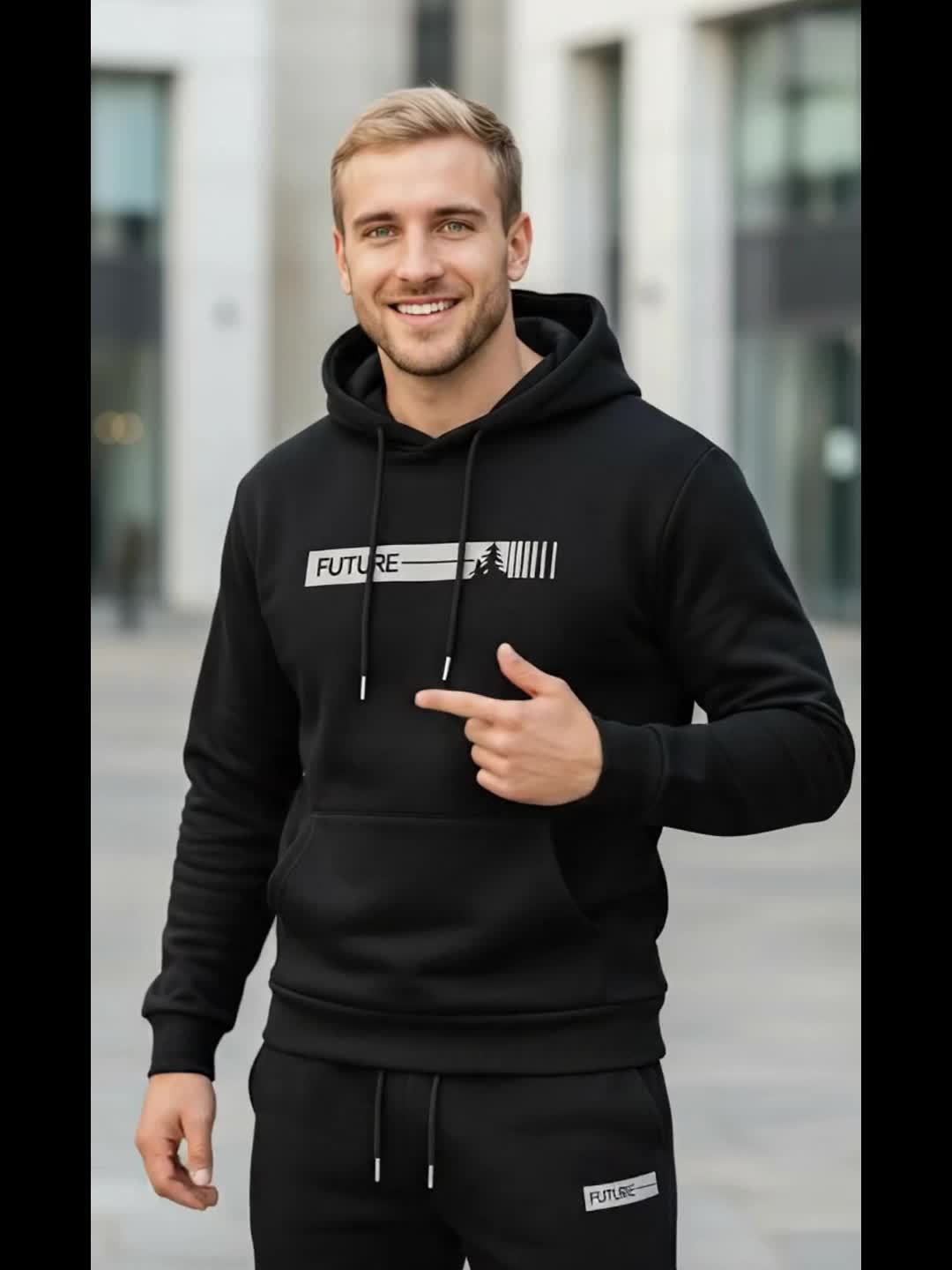 Men's Casual Hoodie and Jogger Pants Set Sportswear Outfit