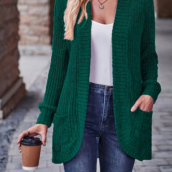 Elegant Loose Casual Long Sleeve Blouse with Pocket Splicing