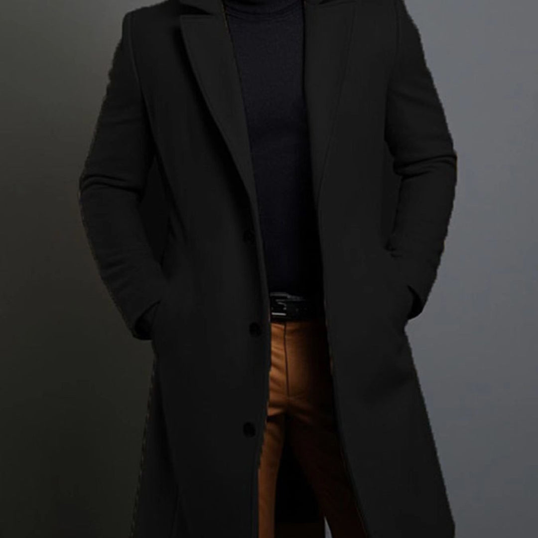 Men's British Coat Jacket Single-Breasted Button Front Collar