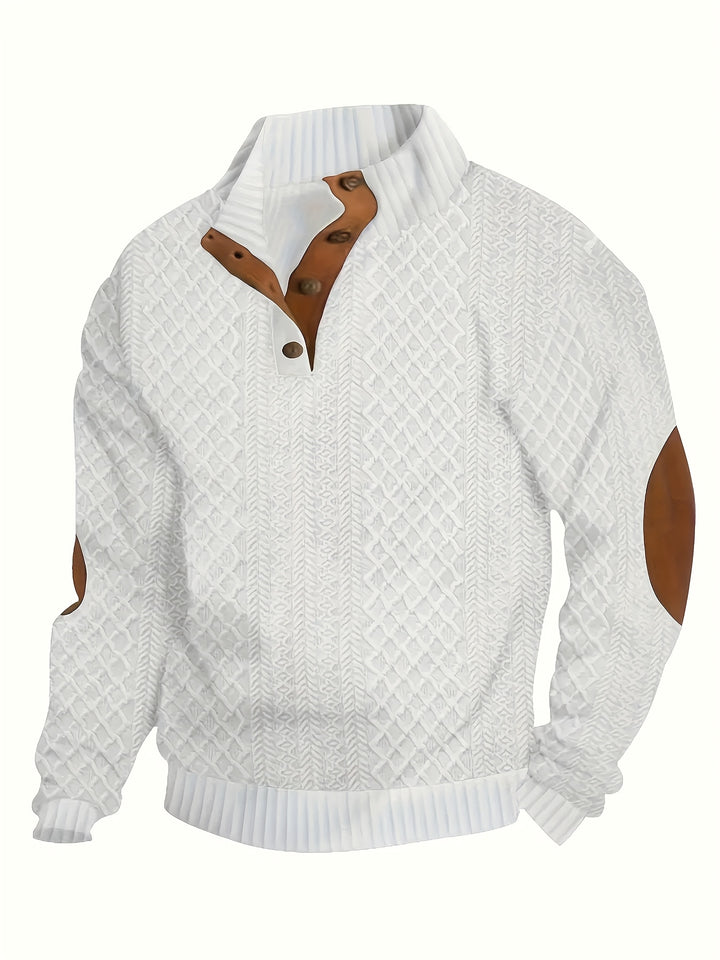 Men's Casual Button-Down Long Sleeve Shirt Henley Top