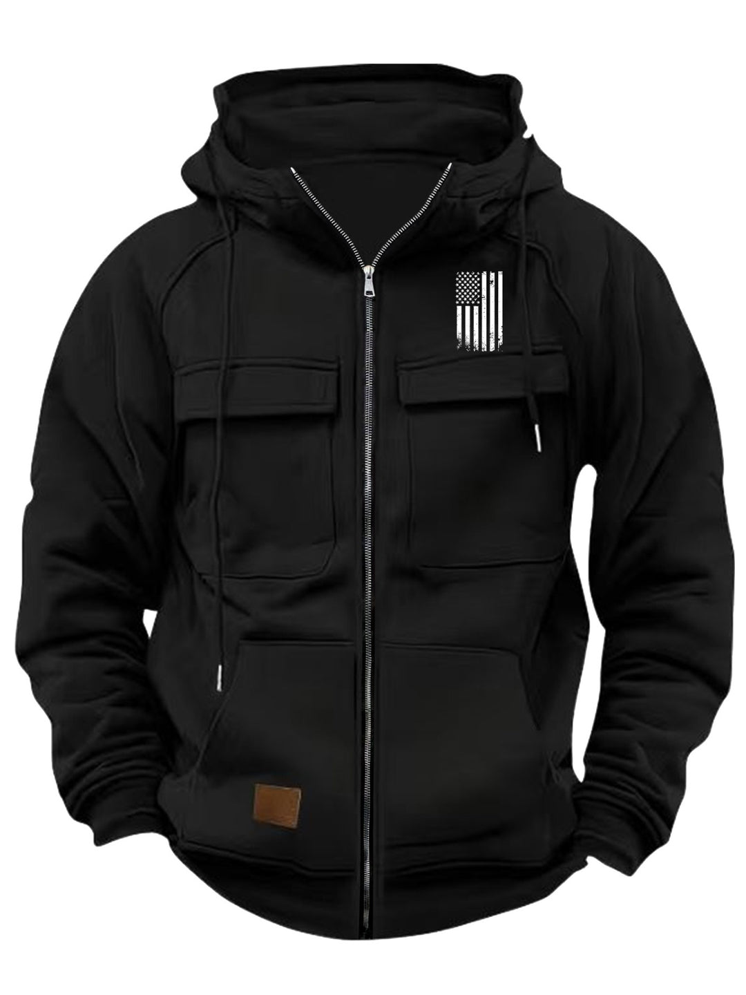 Men's Long Sleeve Zipper Pocket Hoodie Top