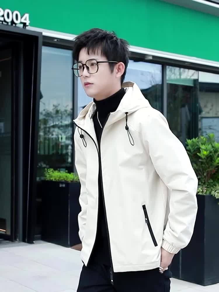 Men's Fleece Jacket Windproof Zip-Up Hooded Coat Winter Outerwear