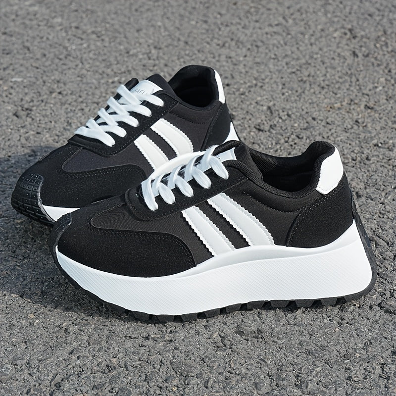 Women's Casual Sports Shoes Thick-Soled Height-Increasing Lace-Up Low Top