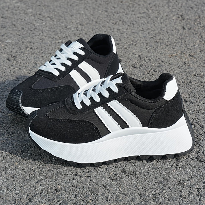 Women's Casual Sports Shoes Thick-Soled Height-Increasing Lace-Up Low Top