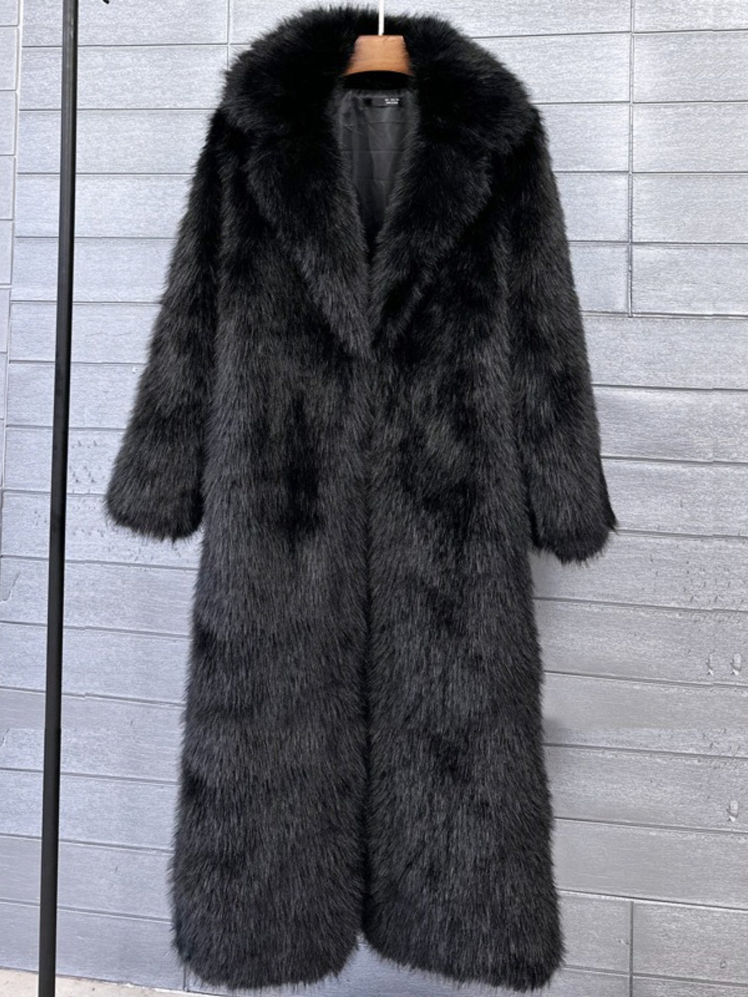 Women's Long Hooded Faux Winter Jacket with Asymmetrical Hem