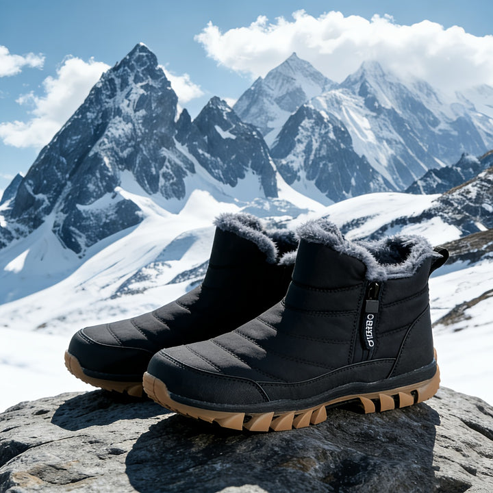 Men's Mid-Top Lace-Up Snow Hiking Boots with Non-Slip Sole