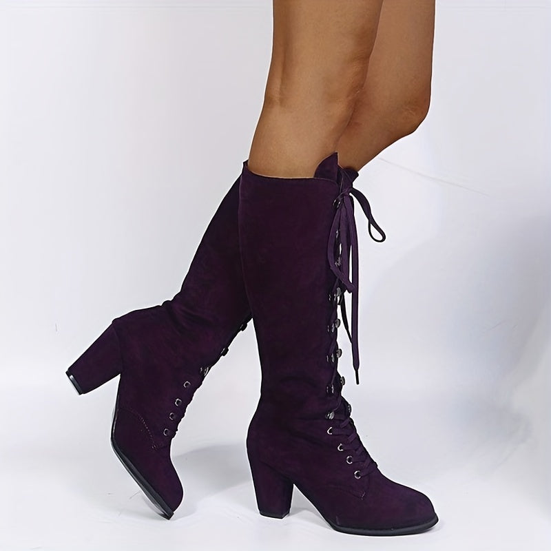 Women's Lace-up Ankle Boots with Chunky Heel Shoes