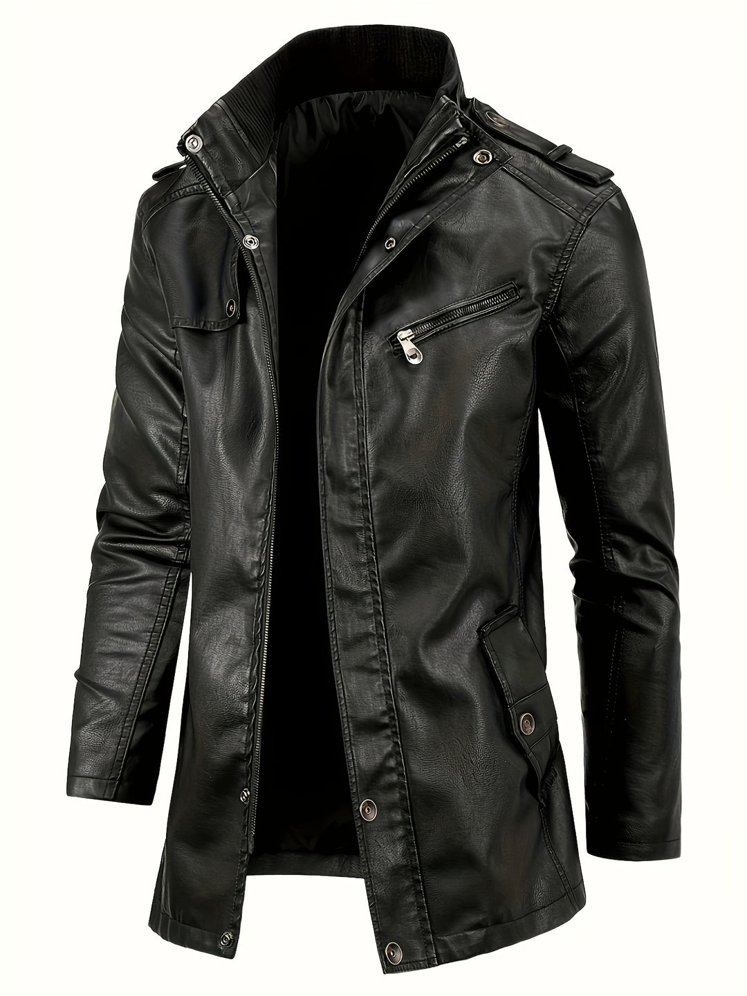 Casual Streetwear Jacket for Men with Stand-Up Collar and Pockets