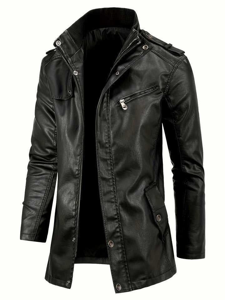 Casual Streetwear Jacket for Men with Stand-Up Collar and Pockets