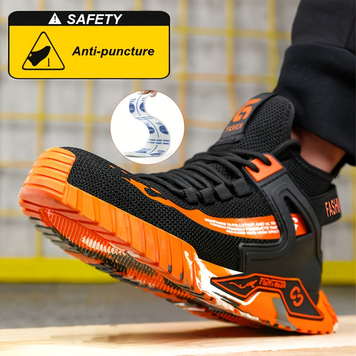 Men's Steel Toe High Top Work Boots Non Slip Lace Up Safety Shoes