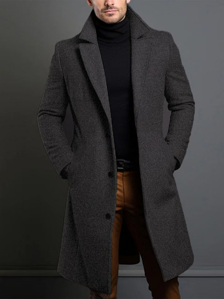 Men's British Coat Jacket Single-Breasted Button Front Collar