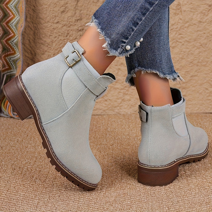 Women's Ankle Boots Slip On Low Heel Comfortable Fashion Shoes