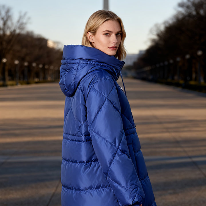 Women's Down Coat with Hood for Winter Warmth