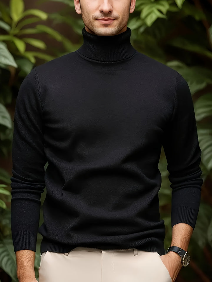 Men's Pullover Knit Sweater with Turn-Collar Autumn-Winter Style