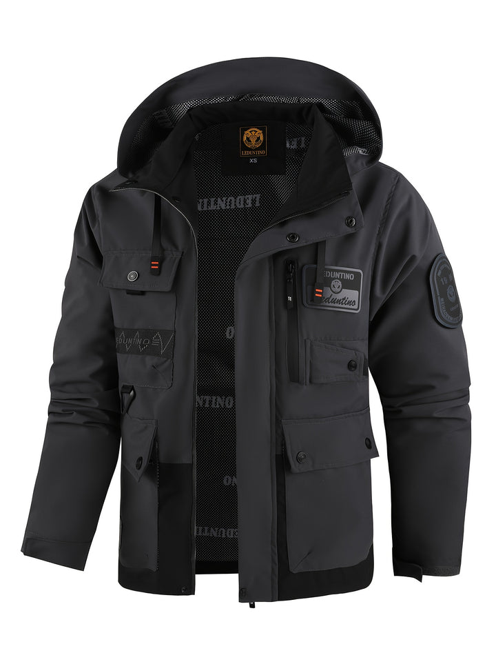 Men's Hooded Thin Jacket Outdoor Cargo Jacket Detachable Zipper Jacket