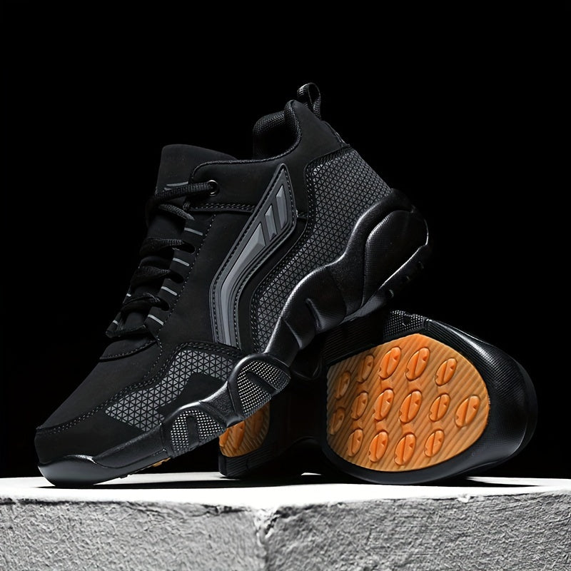 Men's Lace-Up Sneakers Thick Cushioned Platform Non-Slip Rubber Sole