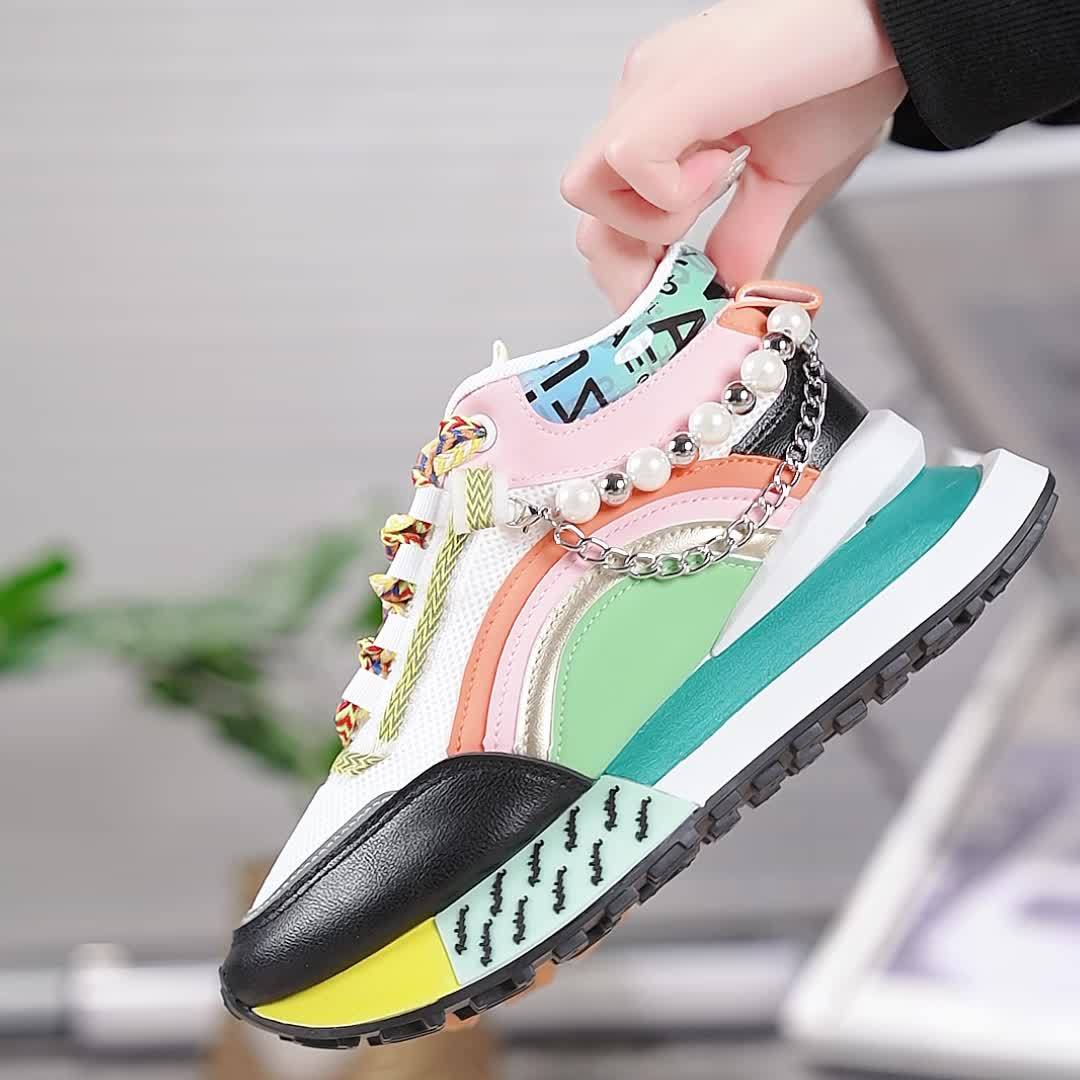 Women's Mid-Top Lace-Up Sneakers Casual Sports Shoes