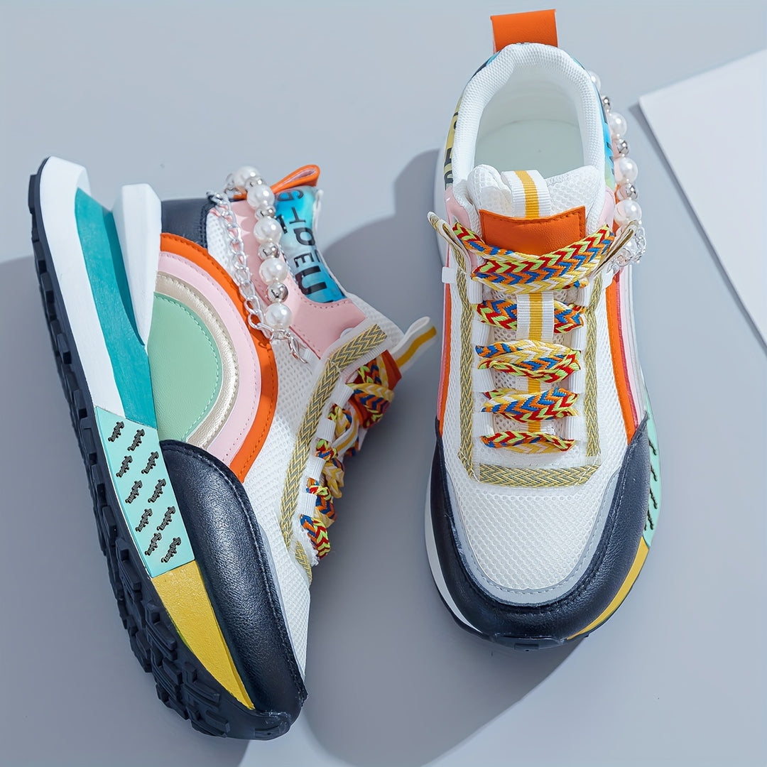 Women's Mid-Top Lace-Up Sneakers Casual Sports Shoes